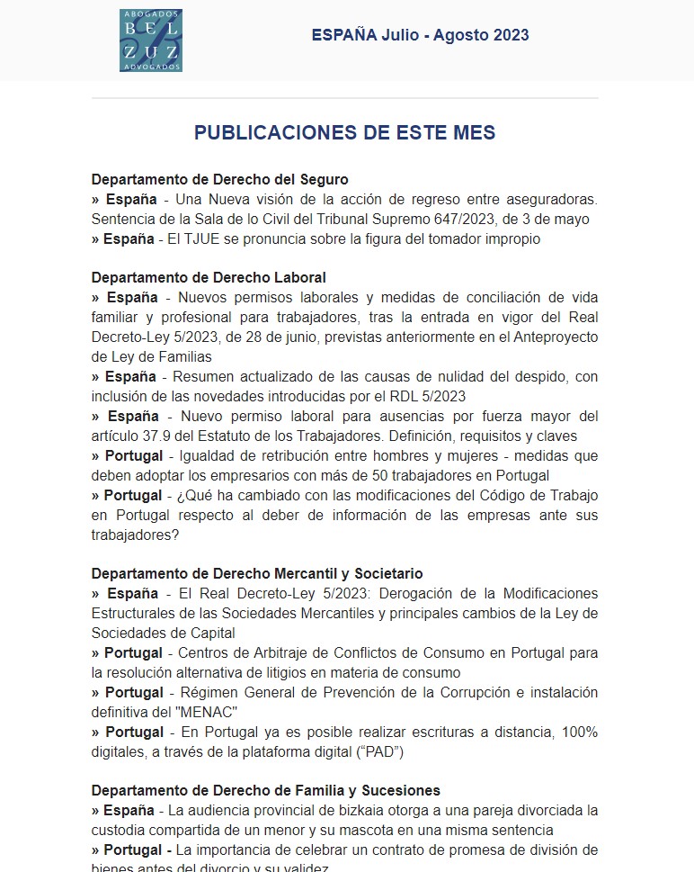 Newsletter Espana- Julio-Agosto